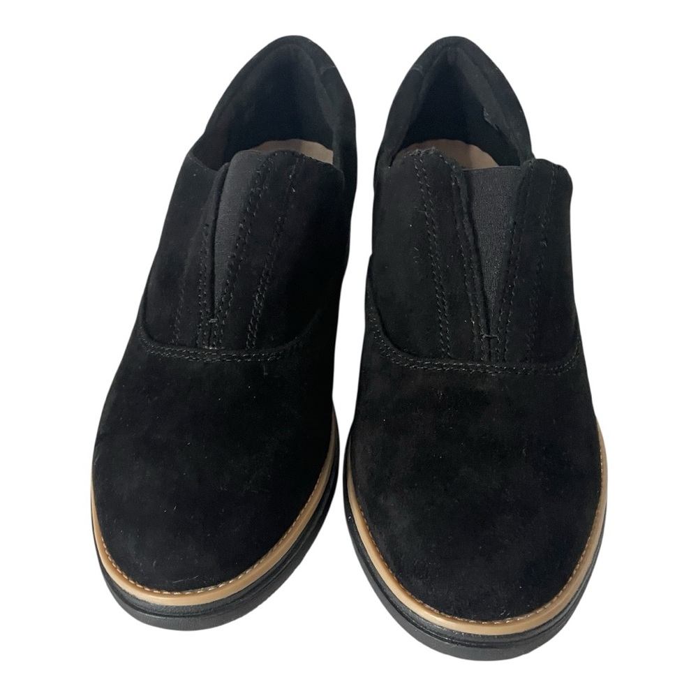 Clarks Airabell Sky Black Suede Platform Shoes Women's Size 9.5